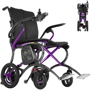 Forcemech Ultralite G20 25 lbs Chair Only Electric Wheelchair for Adults, Full Carbon Fiber, 300 lbs Capacity, Lightweight Foldable Power Wheelchair, 12.5Ah Battery, 360° Controller, Front LED, Purple