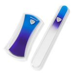 Bona Fide Beauty Czech Glass Nail File Set, 2Pc Bow Ergo File Set with Protective Sleeves (Blue), Ergonomic Crystal Nail Filers for Comfortable Nail Filing