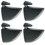Sayayo Adjustable Wood/Glass Shelf Brackets, 4 PCS Metal Glass Shelf Clamp Clip Holder Support Bracket for 5-15mm Thickness Shelf Fish Mouth Type Clip Wall Mounted, Matte Black, CBL007B-4P