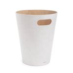 Umbra Woodrow 2 Gallon Modern Wooden Trash Can, Wastebasket, Garbage Can or Recycling Bin for Home or Office, White/Natural