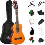 BESYOU 30in Beginner Acoustic Guitar Basic Starter Kit Tuner Capo Strings Winders Strap Picks Kids Student Youth Guitar Pickguard with Gig Bag Orange