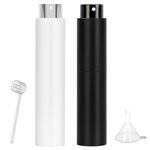 Skycase Perfume Travel Spray Bottle, 2 Pack 10ML Refillable Perfume Atomizer, Leak Proof Mini Spray Bottle Perfume Bottle for Women and Men (Matte Balck+Matte White)