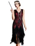 PrettyGuide Women's 1920s Flapper Dress Plus Size Vintage Swing Fringed Cocktail Evening Dress Burgundy 3XL