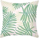 Pillow Cover Zipper Cotton Cushion Cover Exterior Leaf Pattern Velvet Throw Pillow Covers Pillow Covers Quotes Cushion Covers Round White Green 20X20 Inches