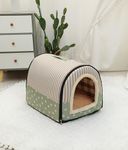 M&F ECOM Large Size Dog/Cat/Pet House, Foldable & Portable, 2 Way usable Cosy & Comfortable Pet House,Washable,Safe & Hygienic House for All Pets.Soft Pillow Mat Extra.(L, Green)