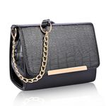 ADISA Women's Sling Bag (Black-Croco)