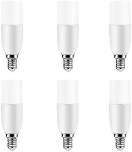 Tubular 5W LED Light Bulbs - 50 watt Equivalent 500LM, E14 Base Warm White 3000K Non-Dimmable, Pack of 6