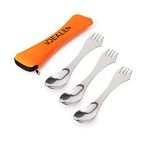 Vdealen Stainless Steel Sporks Fork & Knife Combo Utensil- Extremely Strong Stainless Steel Spork Set- Ergonomic Fork Curve with Serrated Edge On Fork- Great for Camping,Travel, Outdoor Activities