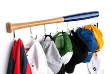 KT Bats Coat Rack Wall Mount Baseball Bat Cap Hat Towel Jersey Display Fully Assembled Unique Idea for Sports Fans Perfect Mudroom Bedroom Entryway Bathroom Organization System with 8 Hook (RYL Blue)