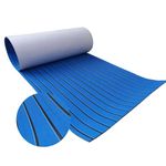 CHURERSHINING EVA Teak Decking Sheet for Boat Yacht Marine Floor Carpet Non-Slip and Self-Adhesive Bevel Edge 94.5"x35.4" (Light Blue)