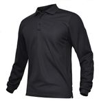 TACVASEN Men's Golf Polo Shirt Quick Dry Long Sleeve Top Military Army Tactical T Shirt Outdoor Hiking Walking Shirt Work Polo Black