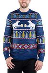 Tipsy Elves Men's Ugly Christmas Sweaters - Funny Christmas Sweaters for Men - Fun Holiday Pullovers, Blue Polar Bear Party Fair Isle, Large