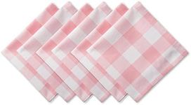 DII Buffalo Check Collection, Classic Farmhouse Tabletop Set, Napkin Set, 20x20, Pink & White, 6 Piece