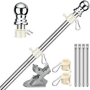 HORSE SECRET 6FT Pole Kit with Bracket Outdoor Wall Mount Stainless Steel Flagpole