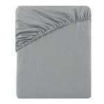 Soifox King Size Fitted Sheet Grey - Bed Sheets with Extra Deep Pocket 16 inch (40 cm), Soft Microfiber Bottom Sheet for Kingsize Bed, 150x200cm