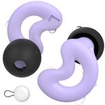 RelaxCharm Ear Plugs for Sleeping Noise Cancelling Up To NRR49dB-Ultra Soft, Reusable Silicone Ear Plugs for Sleep Snoring Blocking, Side Sleepers-10 Ear Tips in XS/S/M/L/Double Layer-Purple+Black