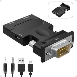 NEWCARE Uni-Directional VGA to HDMI Adapter with Audio - Source to Monitor/TV Converter, 1080P@60Hz Converter for HDTV, Monitor, PC, Projector