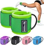 Ankle Straps for Working Out - Revitalize Your Lower Body Sculpting with Comfortable and Durable Ankle Strap for Cable Machine Pair LiteMotion by FIGHTECH (Green, Pair)