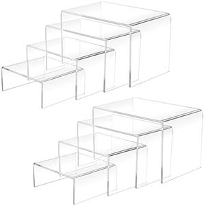 8Pcs Acrylic Display Risers(6",5",4"3") Clear Product Stand,Cupcakes Holder Dessert Display Transparent Showcase Stands, Candy Bar Risers, Acrylic Lifts Display for Figures