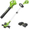 Greenworks 24V String Trimmer and Blower Combo, 2Ah USB Battery and Slow Charger Included