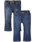 The Children's Place Baby 2 Pack and Toddler Girls Basic Bootcut Jeans 2-Pack, Indigo Stone/Victory Blue Wash 2 Pack, 3T