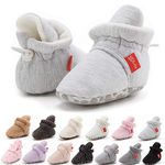 Sonsage Infant Baby Girls Boys Cotton Booties Soft Non-Slip Sole Winter Warm Cozy Stay On Socks Newborn Toddler First Walkers Crib Shoes