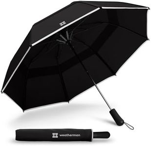 Weatherman Umbrella - Collapsible Umbrella - Windproof Umbrella Resists Up to 55 MPH Winds (Black)