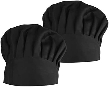 2 Pezzi Cappelli da Cuoco Donna Uomo, Regolabile Cappello da Cucina Elastici, Traspirante Berretto Cuoco Cappelli da Caffetteria Ristorante, Cappello Chef per Adulti Pasticcere Bar Casa Hotel (Nero)