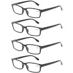 Kerecsen 4-Pack Rectangular Retro Style Men Reading Glasses Spring Hinges Comfortable Readers (+1.25, 4 Pack Black)