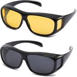 GEMIX HD Vision UV Protection Day and Driving Bikes and Car Anti-Glare Polarized Sunglasses Unisex Goggles Fit Over Prescription Glasses For Men Women Combo Pack of 2 (HD GLASS)