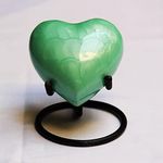 Heart Keepsake Urn for Human Ashes - High Gloss Cremation Urn with Stand and Velvet Bag, Perfect for Adults & Infants (Sea Green)