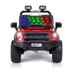 Kawaii Kids POBO Electric Big Size Jeep - Battery Operated Electric Car for Kids - Ride on Toy Car with Bluetooth, Exclusive Jeep with Lights (2 to 8 Years) (Painted, Red Non Painted)