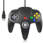 Wired USB N64 Controller, FISUPER Classic Video Game Controller USB Gamepad for Windows PC MAC Raspberry PI Retropie(Black)