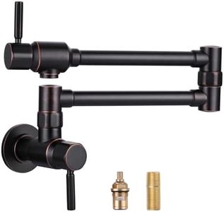 Pot Filler Faucet Oil Rubbed Bronze, ALEASHA Solid Brass Made Heavy Duty Pot Filler, Wall Mount Folding Faucet 2 Handles with Double Joint Swing Arms for Kitchen