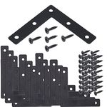 Joyangy 20pcs Black L Flat Shape Braces Corner Bracket, 80x80 mm Decorative Corner Brackets Mending Plate, Cold Rolled Steel 90 Dgree Angle Bracket for Wood Furniture Fixing