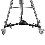 Acouto Tripod Dolly with Wheels Duty VX-600 Foldable Tripod Dolly 3 Wheels Stand Pulley Base Universal Camera Photography Professional Aluminium Alloy Tripod Dolly Rail Track