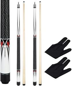 Teekerwan 2 pcs 58 Inch 1/2 Professional Maple Billiard Stick Pool Cue Set, 13mm Tip Maple Billiard Pool Cue Stick with Linen Wrap Pool Cue Stick Black (One 19 oz and one 20 oz)