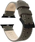 BARTON WATCH BANDS - Espresso Brown Leather & White Stitching (Black Hardware) Top Grain Leather Watch Bands Compatible with Apple Watch Models - 1, 2, 3, 4, 5, 6, 7, 8, 9, 10, SE, Ultra & Ultra 2 - (42mm/44mm/45mm/49mm)