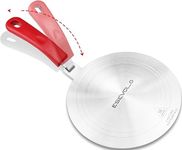 ESEVOLO 9.45 inch Heat Diffuser Stainless Steel Induction Diffuser Plate for Electric Gas Stove Glass Induction Cooktop, Induction Adapter Plate with Detachable Handle, Red