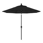 California Umbrella 9-Feet Aluminum Push Button Tilt Market Umbrella with Black Pole, Black