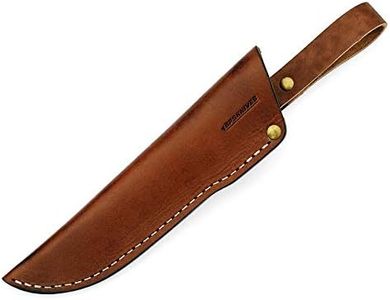 BPSKNIVES - Left Hand Belt Knife Sheath - Brown Leather Sheath for Mora Garberg - Left-Hand Sheath with Belt Loop for Vertical Carry of Fixed Blade Knife - Free Suspension Leather