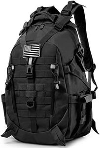 LIMHOO Tactical Motorcycle Backpack Military Molle Bag EDC Rucksack Hiking Daypacks for Cycling Camping Trekking Hunting Traveling with Reflective Straps no USA Flag Patch (Black)