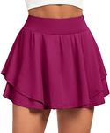 IUGA Tennis Skirts for Women with Pockets Shorts Athletic Golf Skorts Skirts for Women High Waisted Running Workout Skorts Magenta