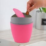 Kuber Industries 1.25 Ltr Plastic Mini Dustbin for Study Table/Bedroom/Bathroom with Swing Lid | Portable Small Dustbin for Kitchen Sink | Table Top Office Desk Trash Can Waste Bin | Pink