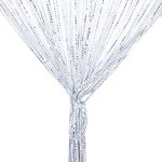 String Curtain Panel, Glitter Door Wall Window Doorways Panel Fly Screen Fringe Room Divider Blinds, Decorative Tassel Ribbon Strip Silver Screen for Living room, Bedroom, Party Events (White)