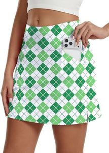 M MOTEEPI Tennis Skirts for Women Golf Athletic Activewear Skorts Summer Workout Running Shorts with Pockets Green Plaid M
