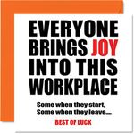 Leaving Cards for Colleagues Women Men - Bring Joy - Sorry Your Leaving Good Luck In Your New Job Card, 145mm x 145mm Greeting Cards, Funny Leaving Gifts Congratulations Card