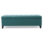 Christopher Knight Home 299866 Living Sterling Dark Teal Fabric Storage Ottoman, Dimensions: 19.25”D x 50.75”W x 16.25”H