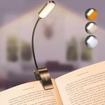 Gritin 16 LED Reading Light, Book Light 3 Eye-Protecting Modes Book Lamp (White/Amber/Mixed) - Stepless Dimming, Rechargeable, Long Battery Life, 4-Level Power Indicator, Flexible Clip on Book Light