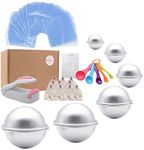 Bath Bomb Mold Set 228 Pieces - 200 Packs Shrink Wrap Bags12 Pieces of DIY Metal MouldSpoonsGift BagsMini Heat Sealer (Instruction Included)